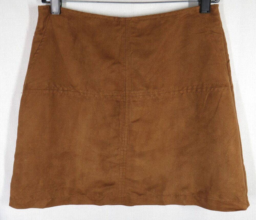 Sanctuary Women's Cognac Faux Suede Mini Skirt Size Small